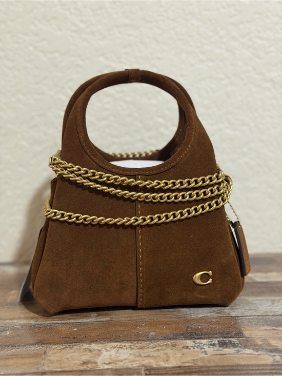 Coach Handbags - Coach Suede Lana 19  Bag in Brown with Gold Chain crossbody